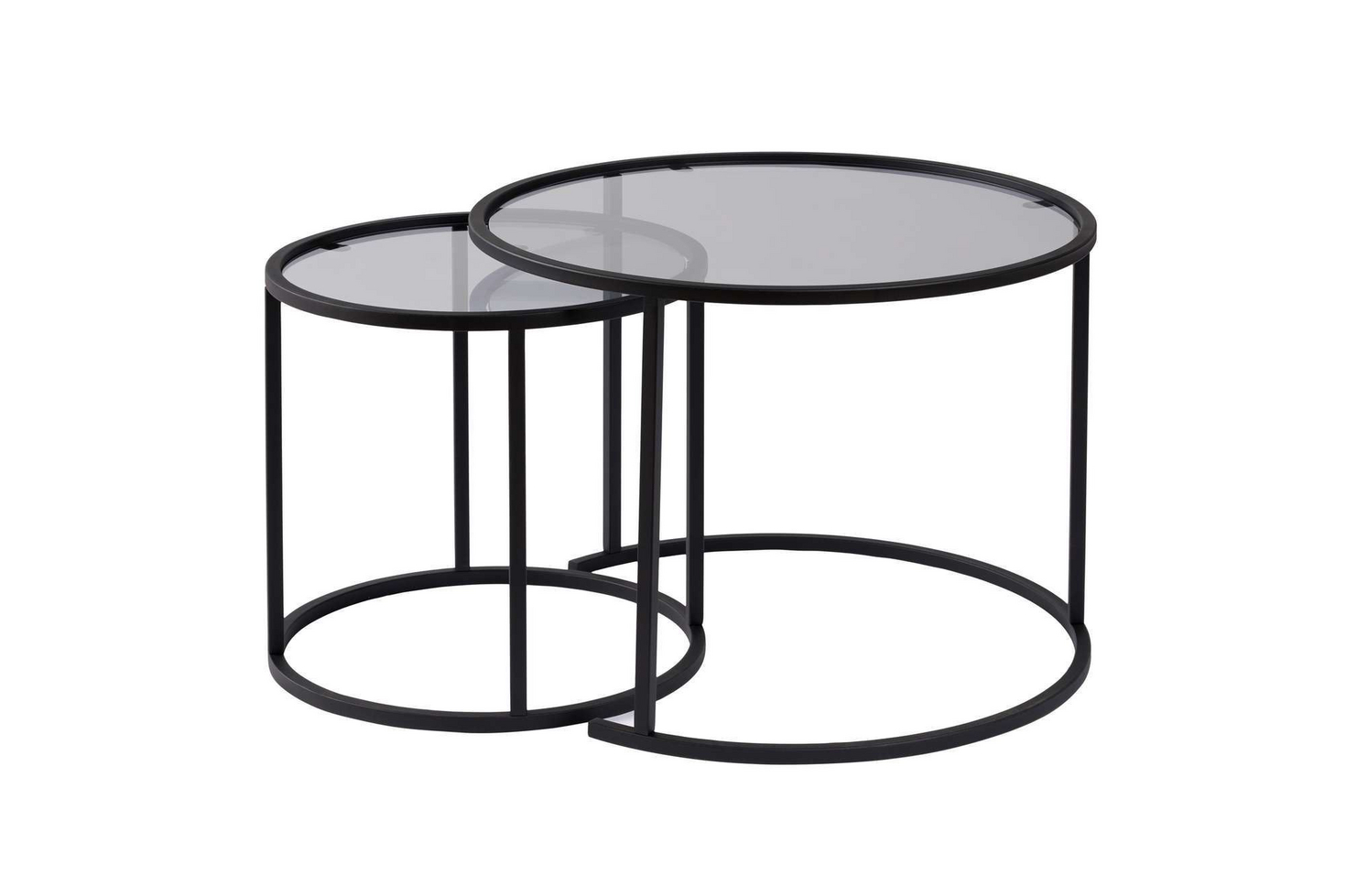 Norda Design Modernt svart soffbordsset (2 delar) | 100 % härdat glas och metallram | Stilfull industridesign