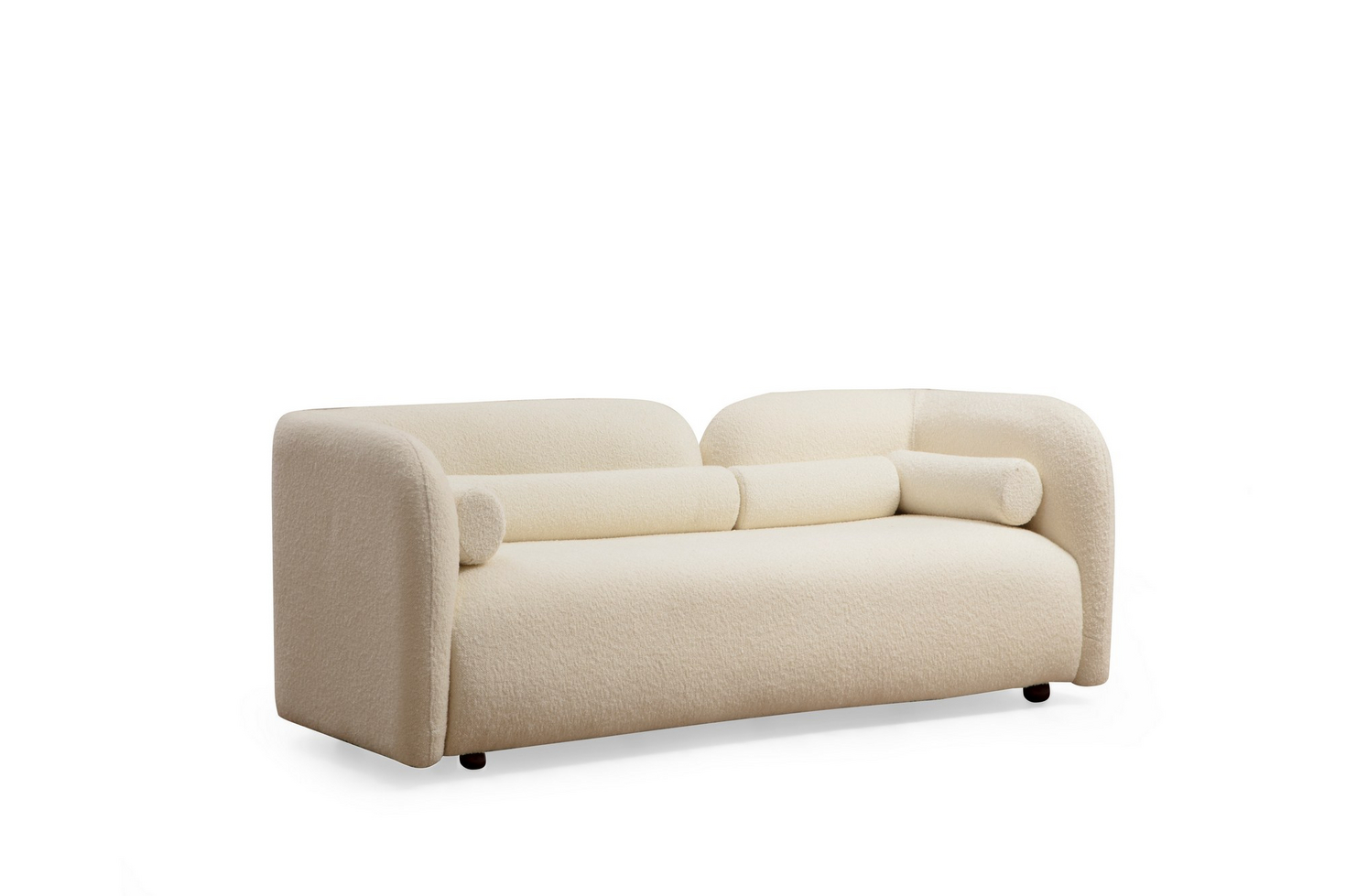 Norda Design Elegant 2-sitssoffa, krämfärgad, stomme i bokträ, 190 cm | 100% polyester, inkl. 2 kuddar