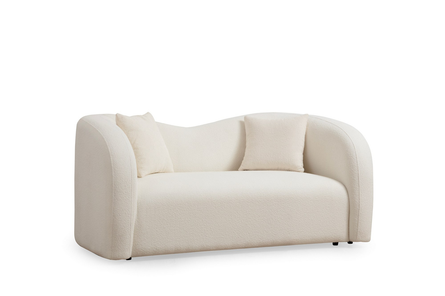 Norda Design Elegant tvåsitssoffa, krämfärgad, ram i bokträ, 170 cm | 100% polyester, 2 kuddar ingår, modern design
