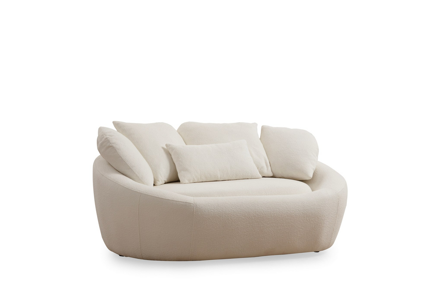 Norda Design Elegant tvåsitssoffa i krämfärg, 155x120x67 cm | Ram i bokträ, 100 % polyester, 4 kuddar ingår