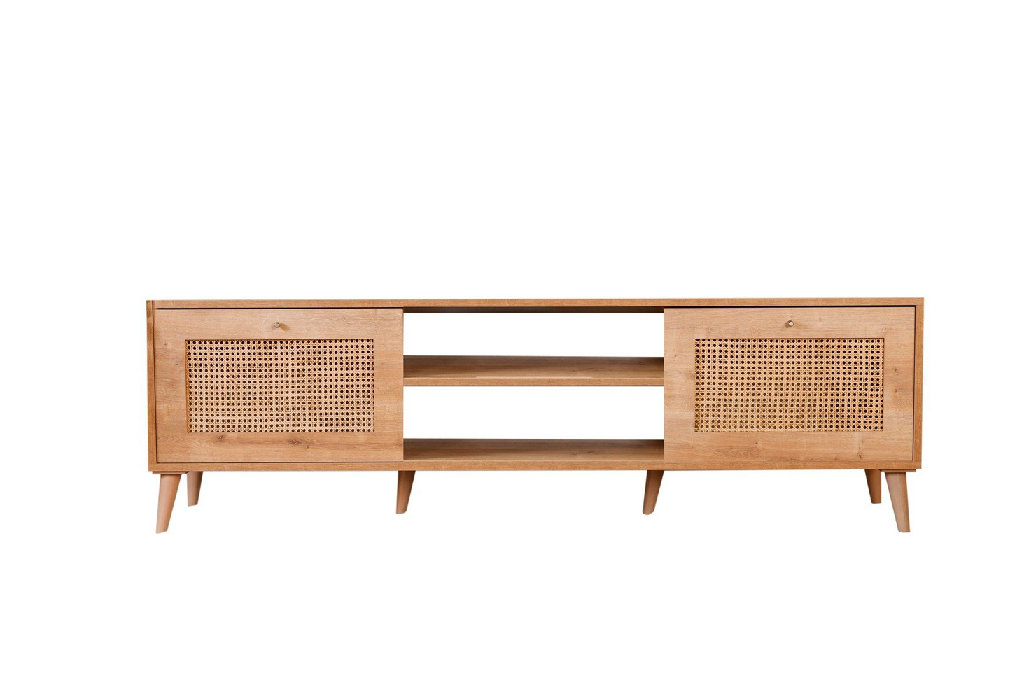 Norda Design Modern ek-tv-bänk, 180 cm | 100 % melaminbelagd spånskiva & hornbeamträben | Skandinavisk design