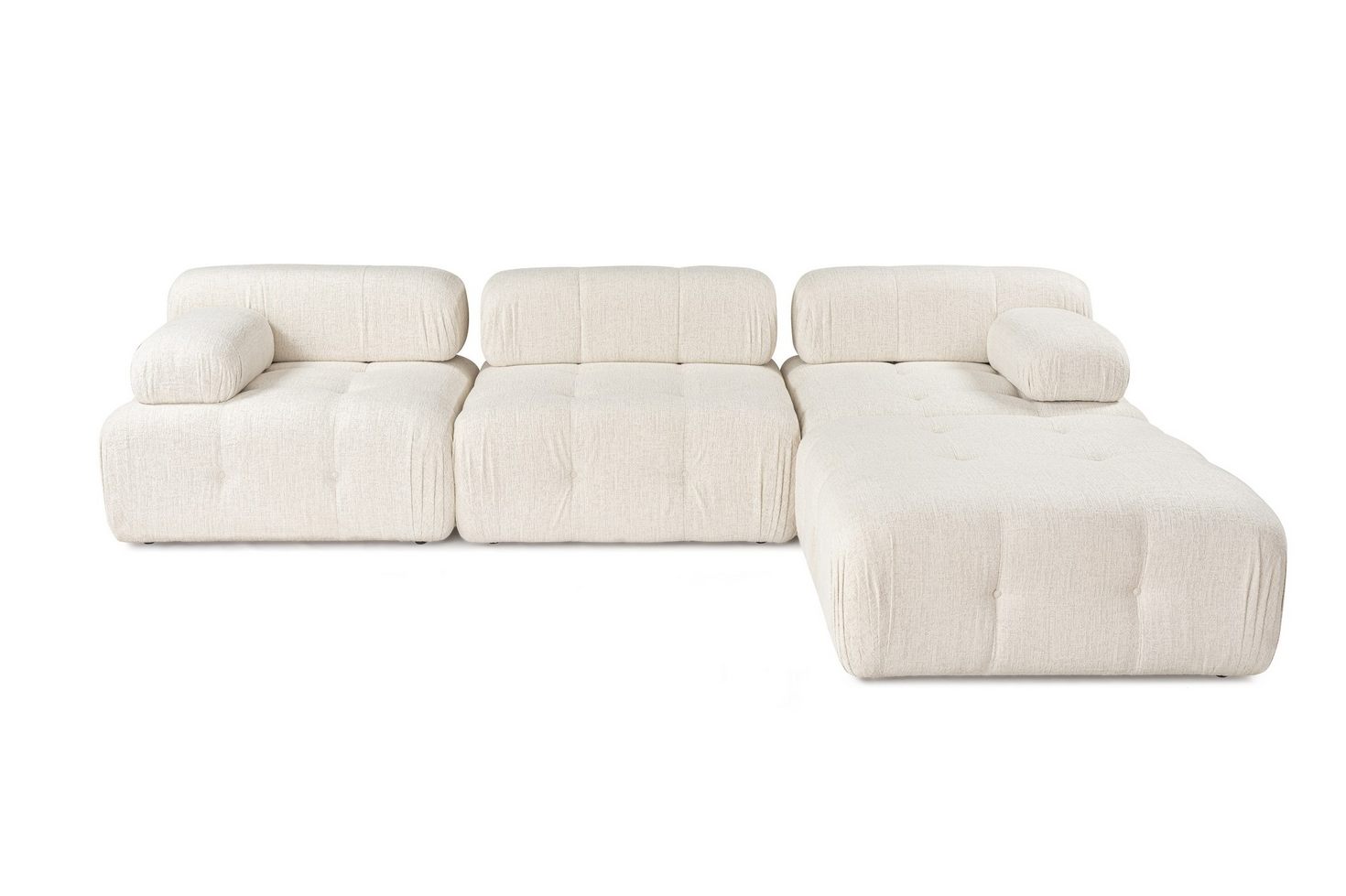 Norda Design Elegant hörnsoffa, krämfärgad, 300x200 cm | stomme i bokträ, 100% polyester, 28 DNS-skum | modern design