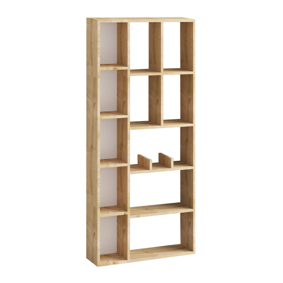 Norda Design Modern safir-ek bokhylla, 75 x 170 x 18 cm | 100 % melaminbelagd spånskiva | Stilfull förvaringslösning
