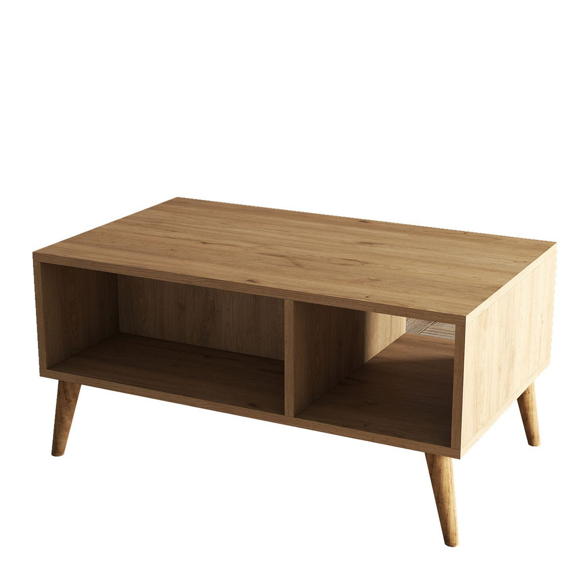 Norda Design Modernt tvåplanssoffbord, ekfärgat, 90x54x41,6 cm | 100% melaminbelagt, ben i trä | Skandinavisk design