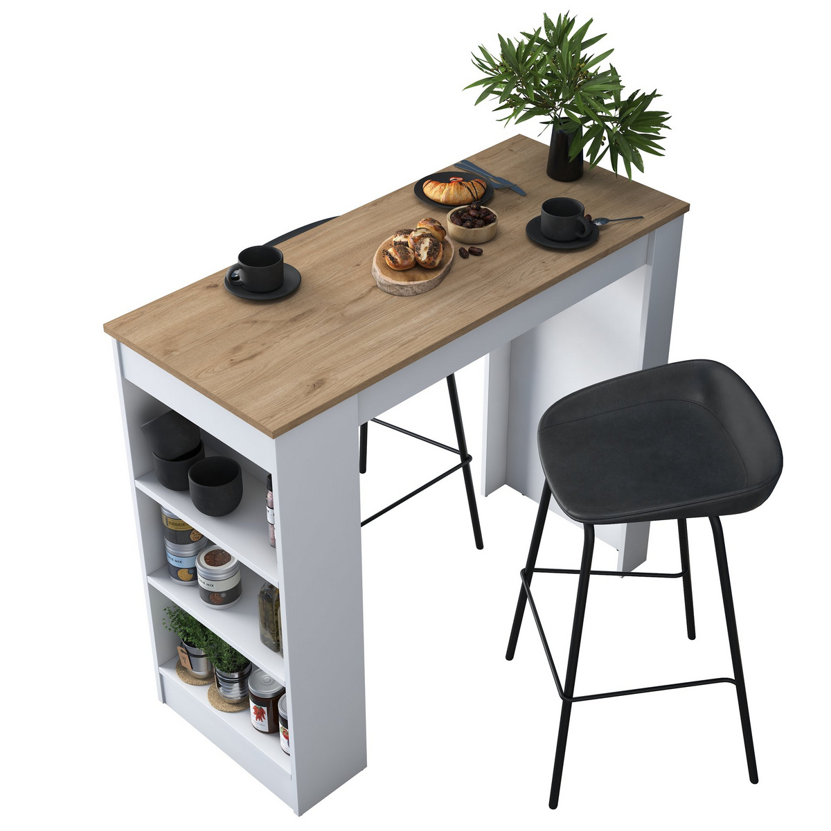 Norda Design Modernt köksbord, valnöt & vitt, 120 x 100 x 50 cm | 100% melaminbelagt, 18 mm tjockt | Stilfullt & funktionellt