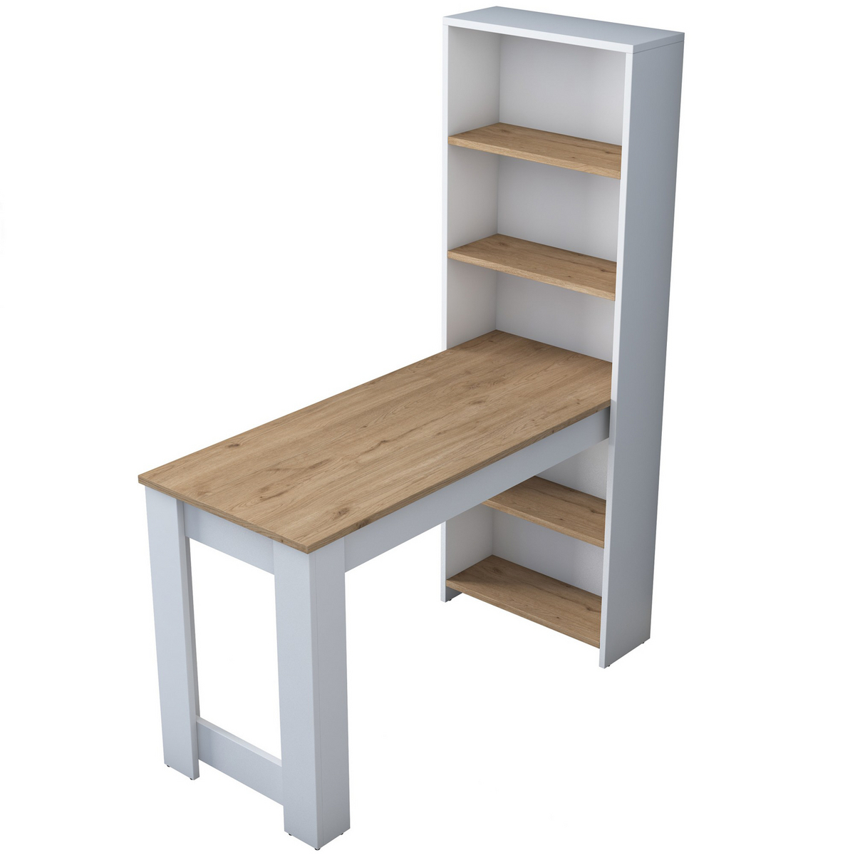 Norda Design Modernt köksbord med väggmonterade hyllor, valnöt och vitt, 100% melamin, 120 cm | Stilrent och funktionellt