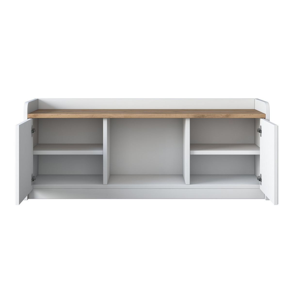 Norda Design Modernt skoskåp, vitt och valnöt, 120 x 45 x 40 cm | 100 % melaminbelagt, membranbelagda MDF-dörrar | Snygg förvaringslösning