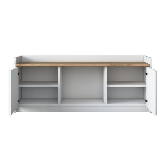 Norda Design Modernt skoskåp, vitt och valnöt, 120 x 45 x 40 cm | 100 % melaminbelagt, membranbelagda MDF-dörrar | Snygg förvaringslösning