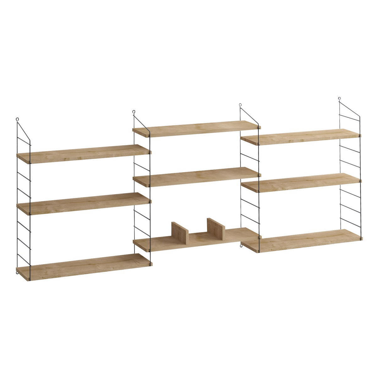 Norda Design Modern bokhylla i ek, 85 x 216 x 20 cm | 100% melaminbelagd, 18 mm tjock | Stilren och funktionell design