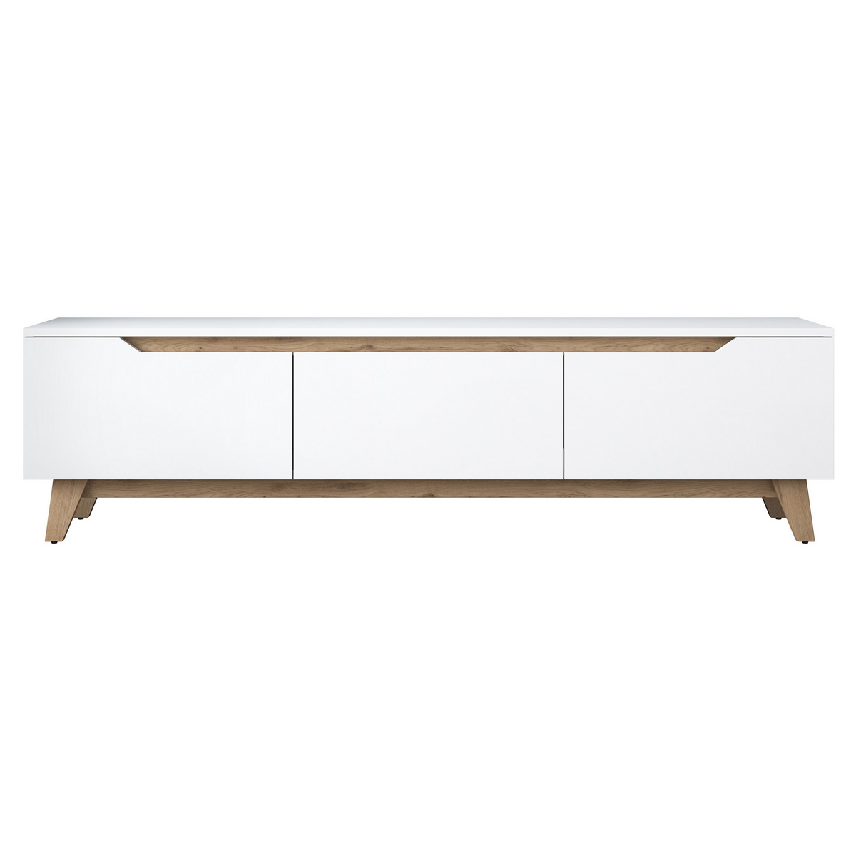 Norda Design modern TV-bänk med möjlighet till väggmontering, vit och valnöt, 180 cm | 100% melaminbelagd, 18 mm tjock