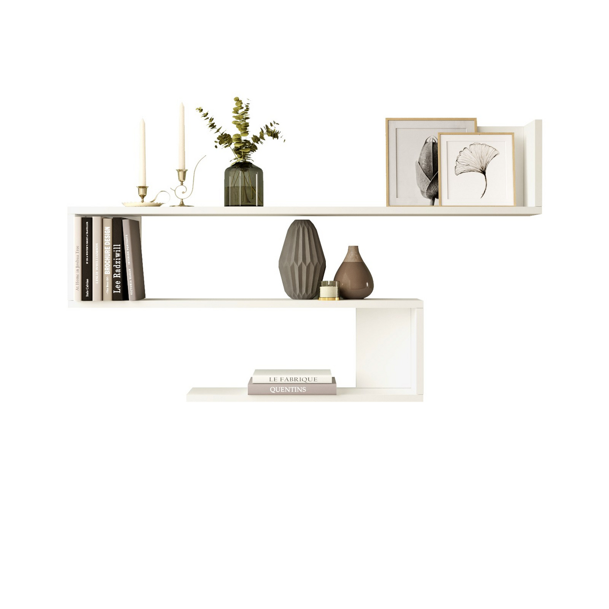 Norda Design Modern vit vägghylla, 120 cm x 71,4 cm x 14,5 cm | 100% melaminbelagd, 18 mm tjock | Skandinavisk design