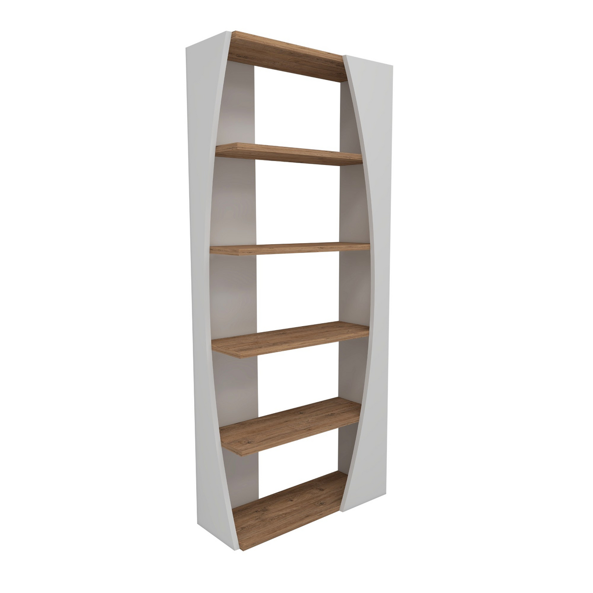 Norda Design Modern bokhylla, Atlantic Pine & vit, 150 cm x 63,6 cm x 23,8 cm | 100 % melaminbelagd, 18 mm tjock