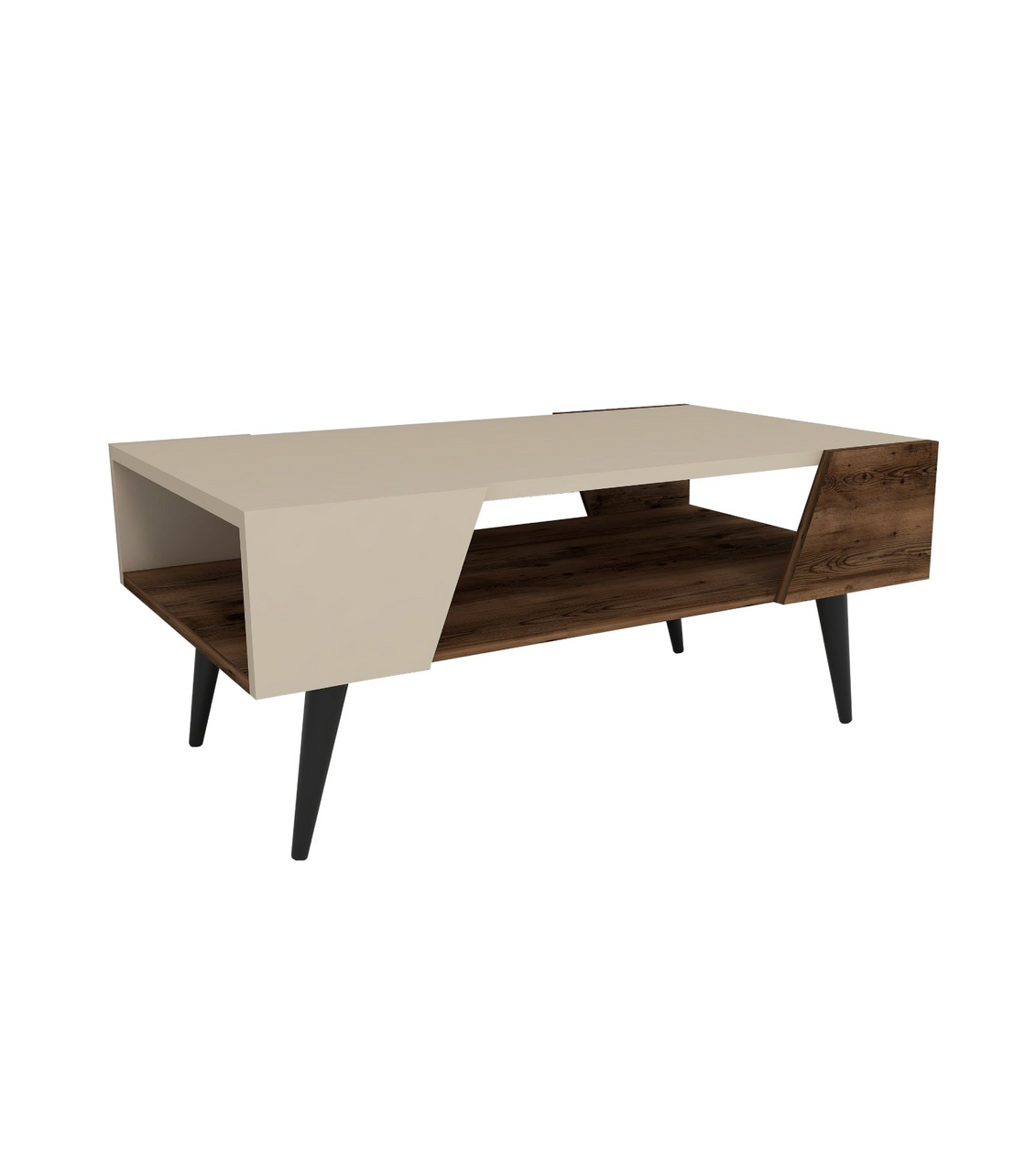 Norda Design Modernt soffbord, beige & ljus valnöt, 90 x 53.6 x 38 cm | 100% melaminbelagt, 18 mm tjock | Stilren och funktionell design