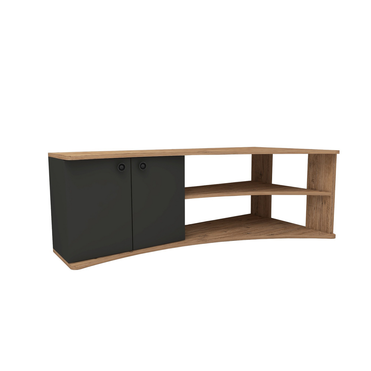 Norda Design Modern TV-bänk, Atlantisk tall och antracit, 135 x 67,7 x 48,6 cm | 100 % melaminbelagd, 18 mm tjock | Stilren och funktionell design
