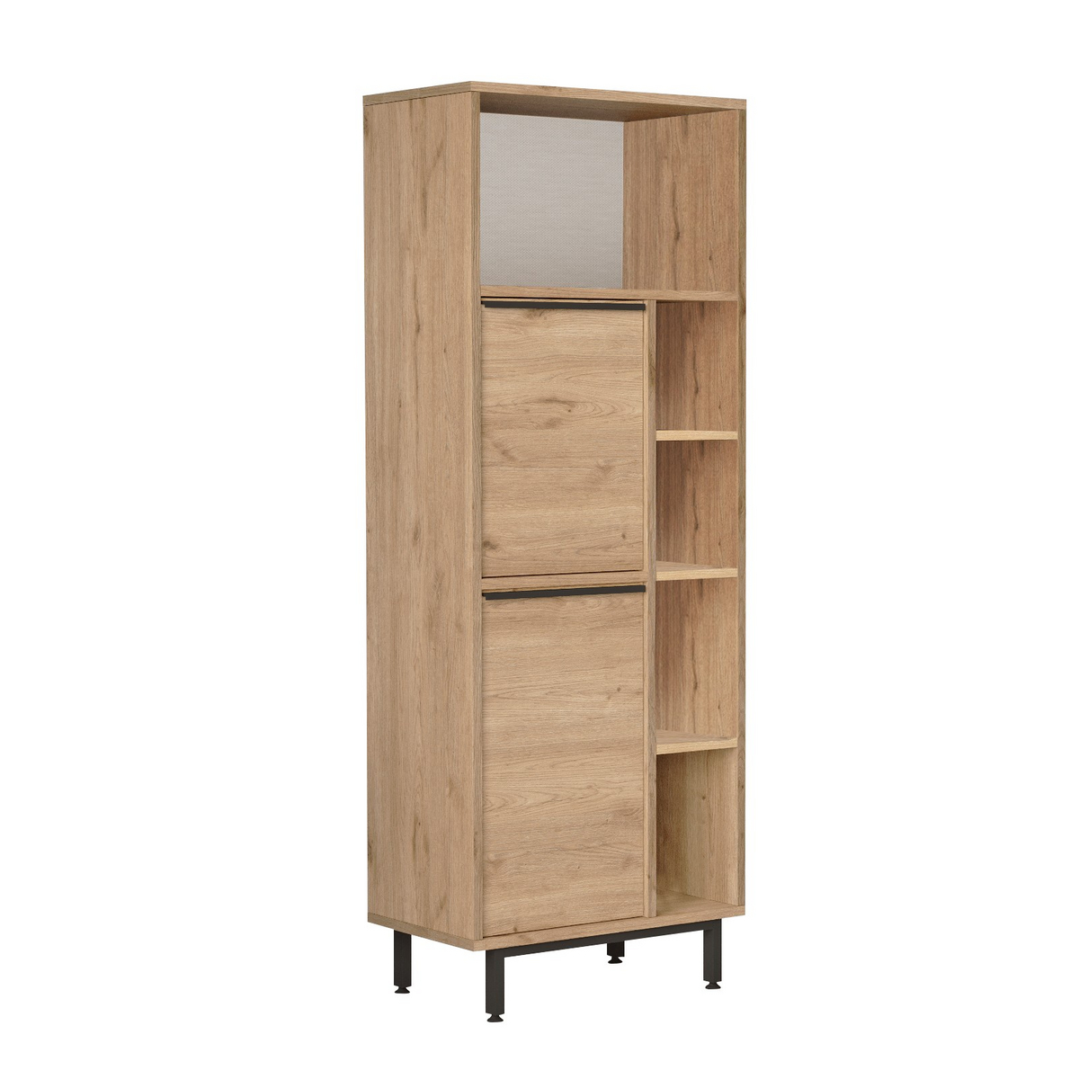 Norda Design Stilfullt valnötsbadrumsskåp, 60 cm x 161.6 cm x 35.5 cm | 100% melaminbelagt, metallben | Modern industridesign