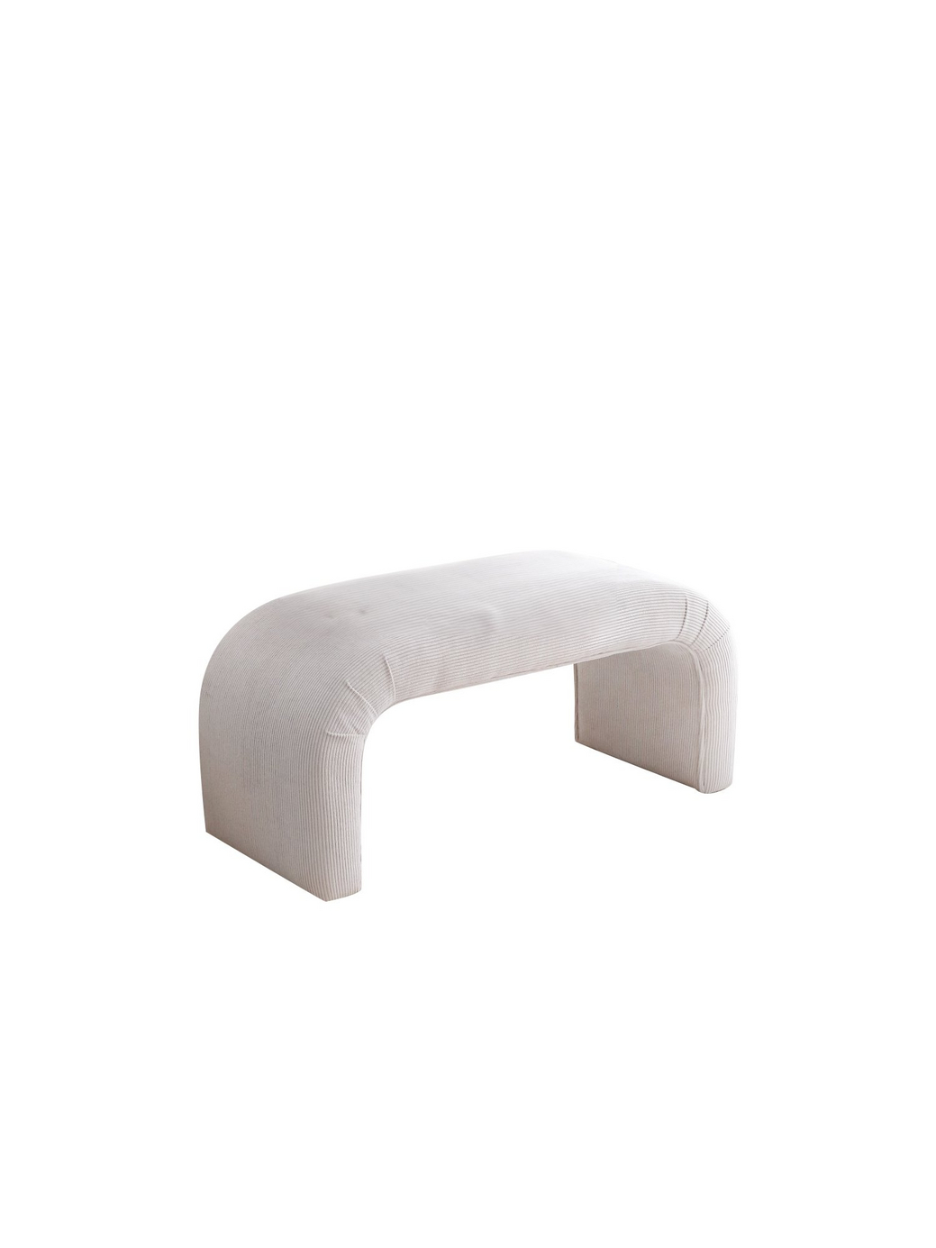 Norda Design Elegant vit sittpuff, sammet/manchester, 106 x 45 x 46 cm | 100 % polyester, ram i bok | Stilren och mångsidig