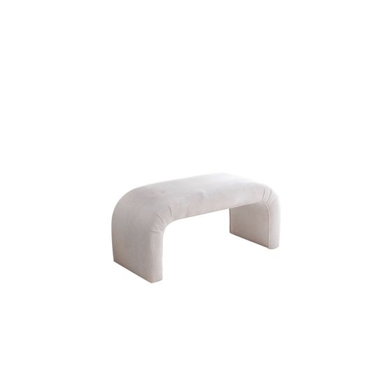Norda Design Elegant vit sittpuff, sammet/manchester, 106 x 45 x 46 cm | 100 % polyester, ram i bok | Stilren och mångsidig