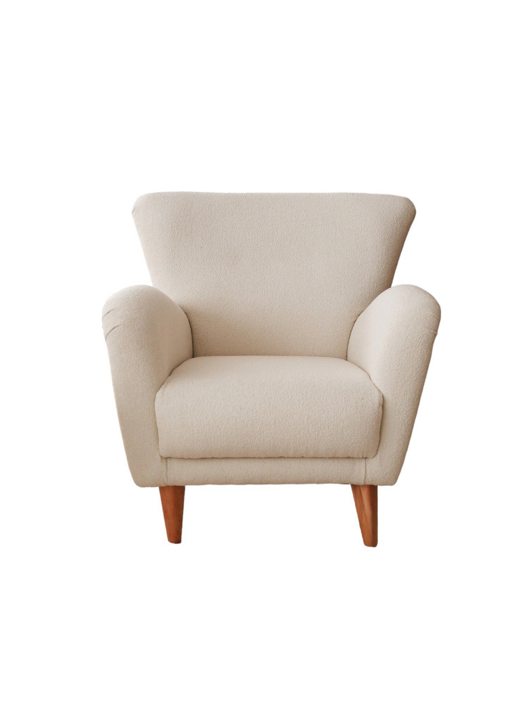 Norda Design Elegant vingfåtölj, vit teddytyg, 85 x 85 x 82 cm | 100 % träram, perfekt för modern inredning