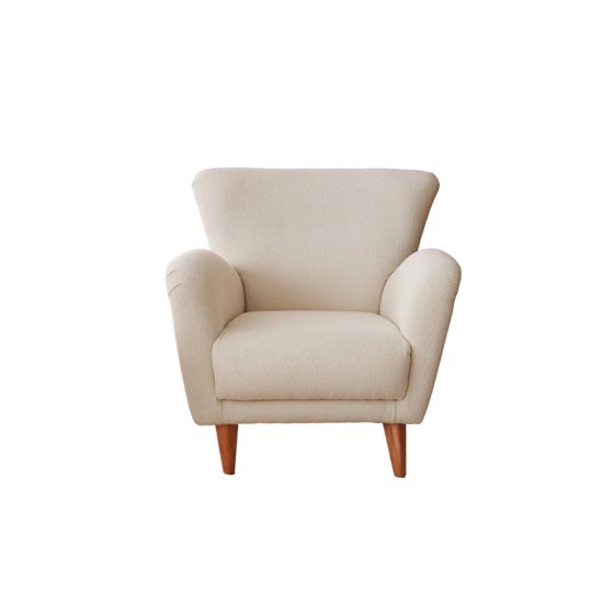 Norda Design Elegant vingfåtölj, vit teddytyg, 85 x 85 x 82 cm | 100 % träram, perfekt för modern inredning