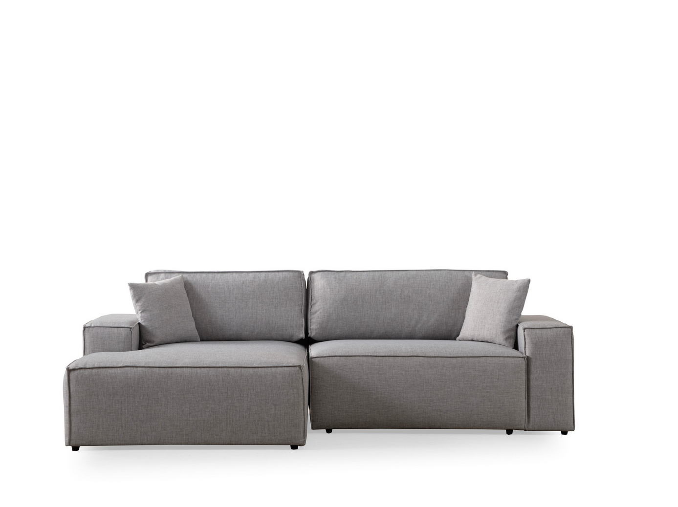 Norda Design Stilren hörnsoffa med bädd, ljusgrå, 260 cm | Ram i bokträ, 100 % polyester, skjutmekanism | Perfekt för moderna hem