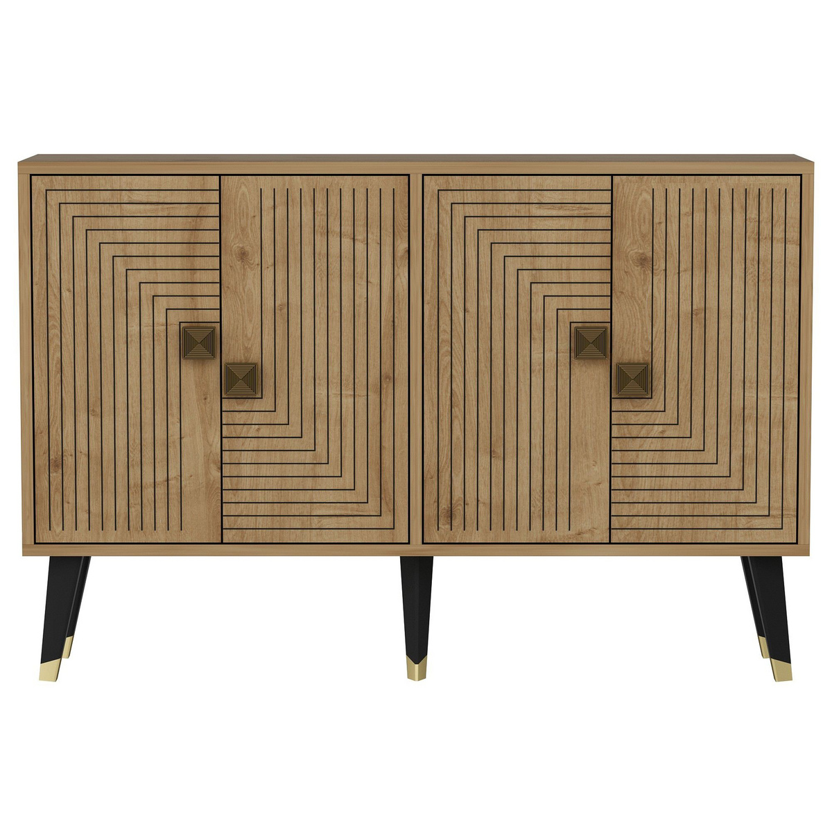 Norda Design Modernt konsolbord, Sapphire-ek och guld, 120 x 80 x 30 cm | 100 % melaminbelagt, 18 mm tjockt | Stilren och funktionell design