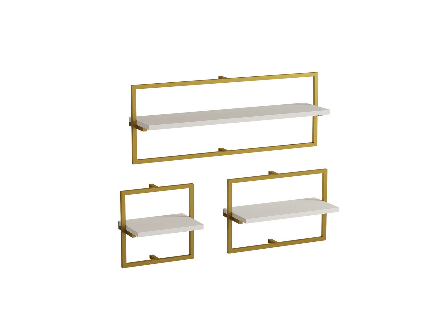 Norda Design Modern vägghylla, vit & guld, 100% melaminbelagd, 3-hyllplan, 80x30x20 cm | Stilren & funktionell