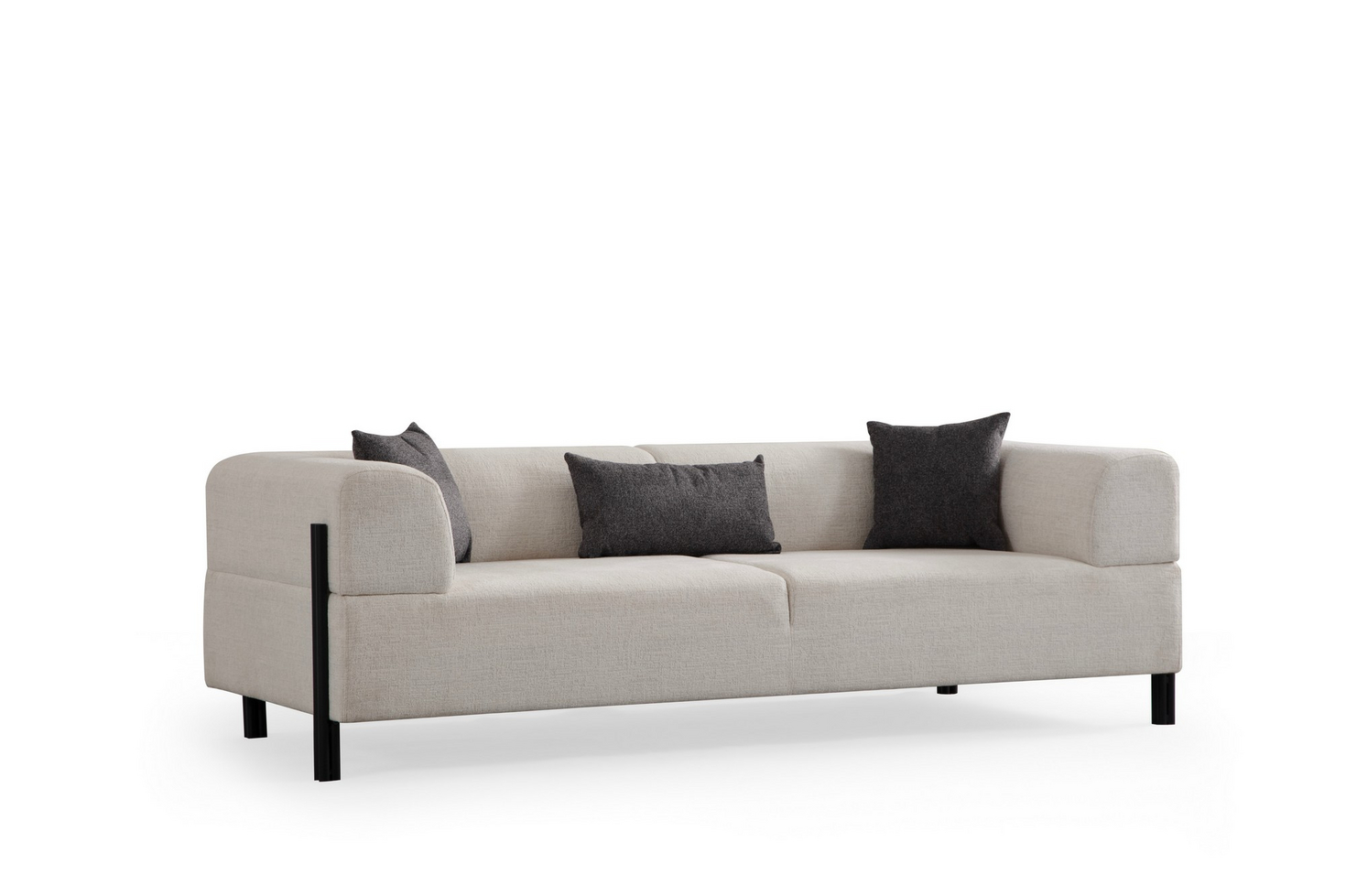 Norda Design Stilren 3-sitssoffa, vit, 225 cm | Stomme i bokträ och spånskiva, 100 % polyester | Modern design