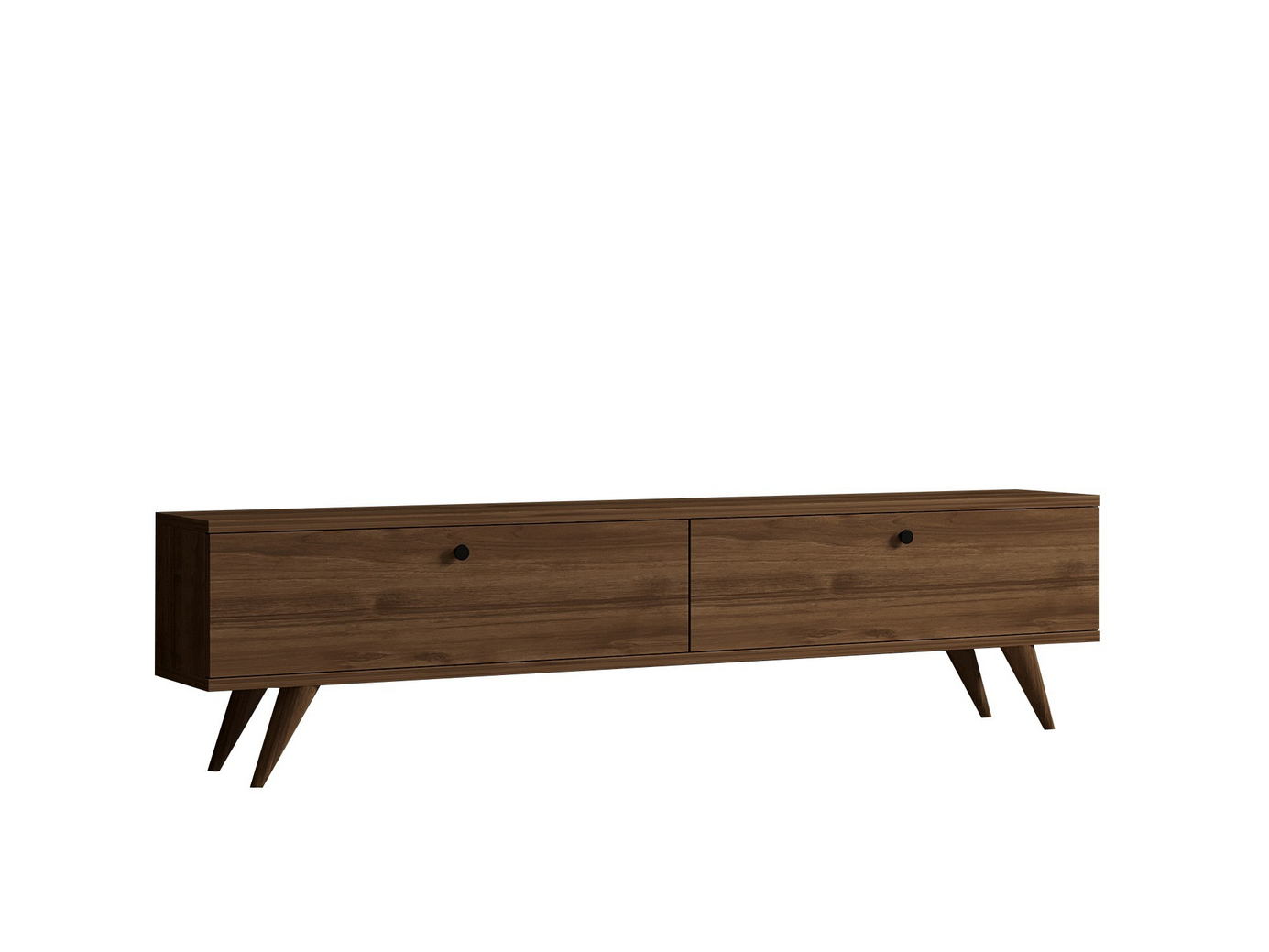 Norda Design Modern TV-bänk i valnöt, 160 cm | 100 % melaminbelagd, 18 mm tjock, flera hyllor och förvaring | Stilren skandinavisk design