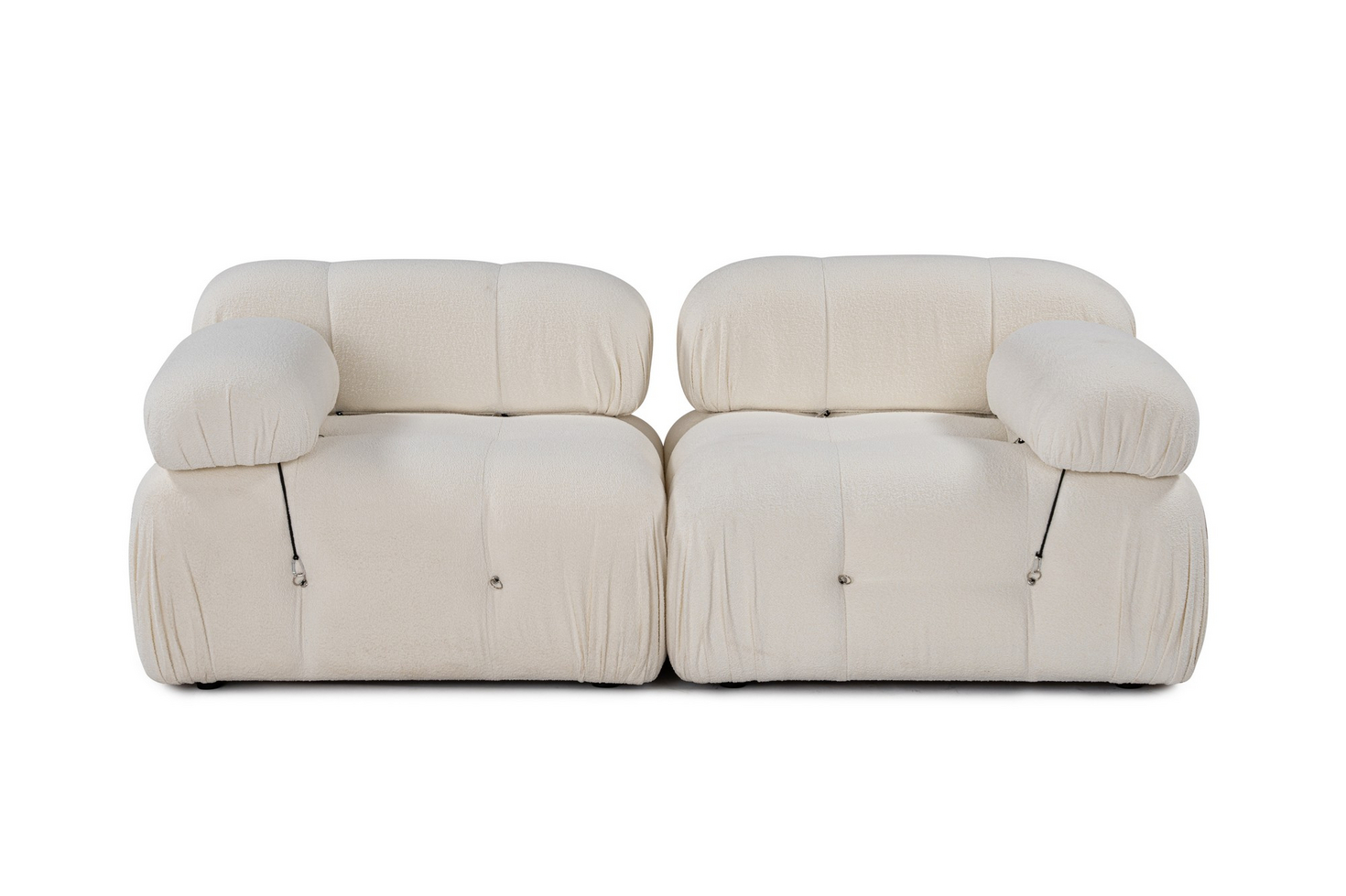 Norda Design Elegant 2-sitssoffa, krämfärgad, 190x95x75 cm | ram i bokträ, 100 % polyester, avtagbart ryggstöd och avtagbara armstöd