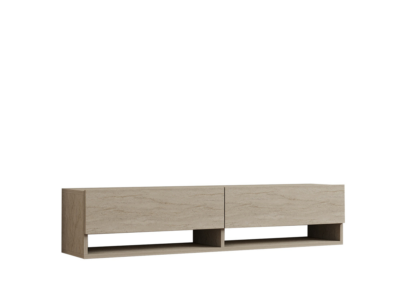 Norda Design Modern TV-möbel, travertinfärg, 141 cm | 100% melaminbelagd, 18 mm tjock, väggmonterbar, stilren design