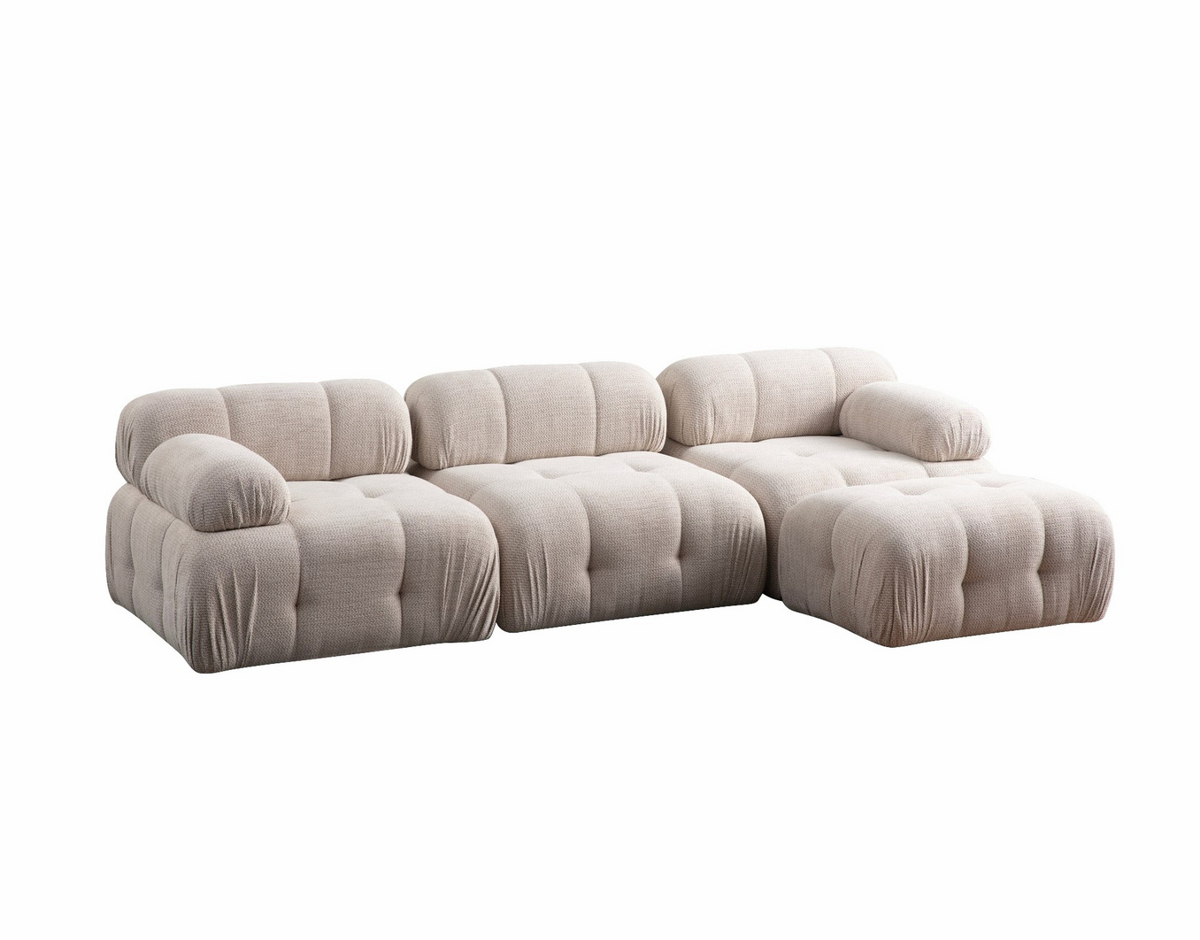 Norda Design Elegant krämfärgad hörnsoffa, ram av bokträ och spånskiva, 290 x 160 cm | mjuk klädsel i 100% polyester, modern design