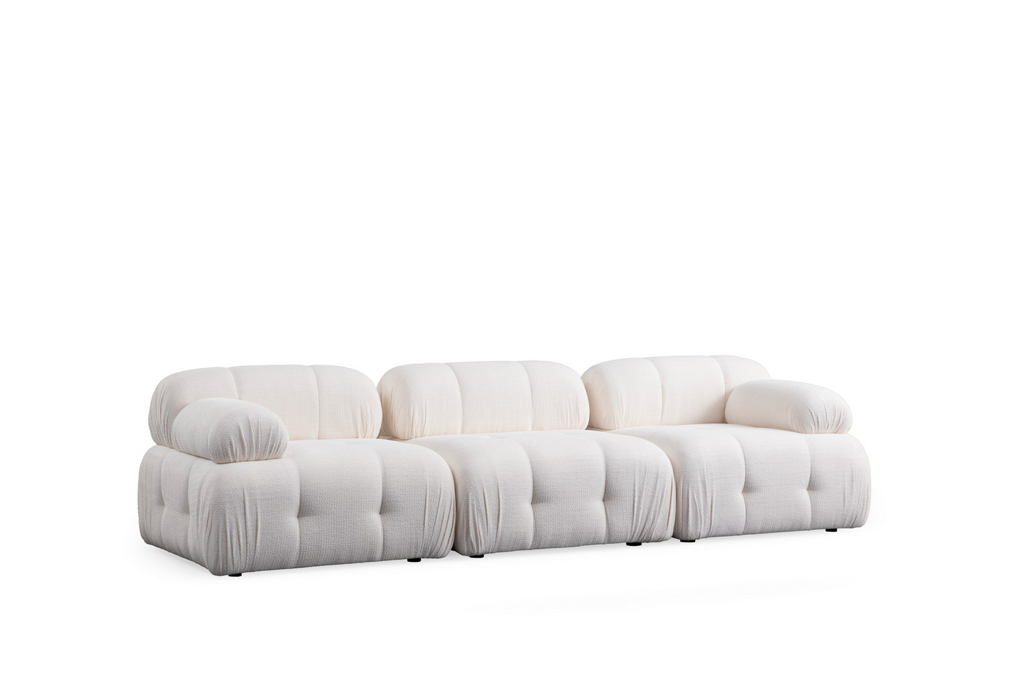 Norda Design Modern 3-sitssoffa, vit, 290 cm | ram av bokträ och spånskiva, 100% polyester | stilren och bekväm