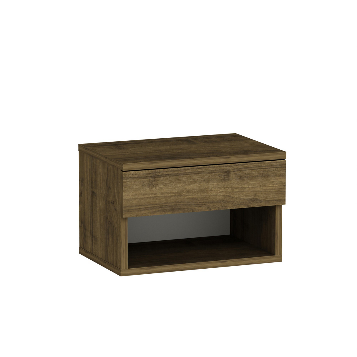 Norda Design Modernt nattduksbord i valnöt, 44,6 x 29 x 31,6 cm | 100 % spånskiva, väggmonterbart | Stilfullt och funktionellt