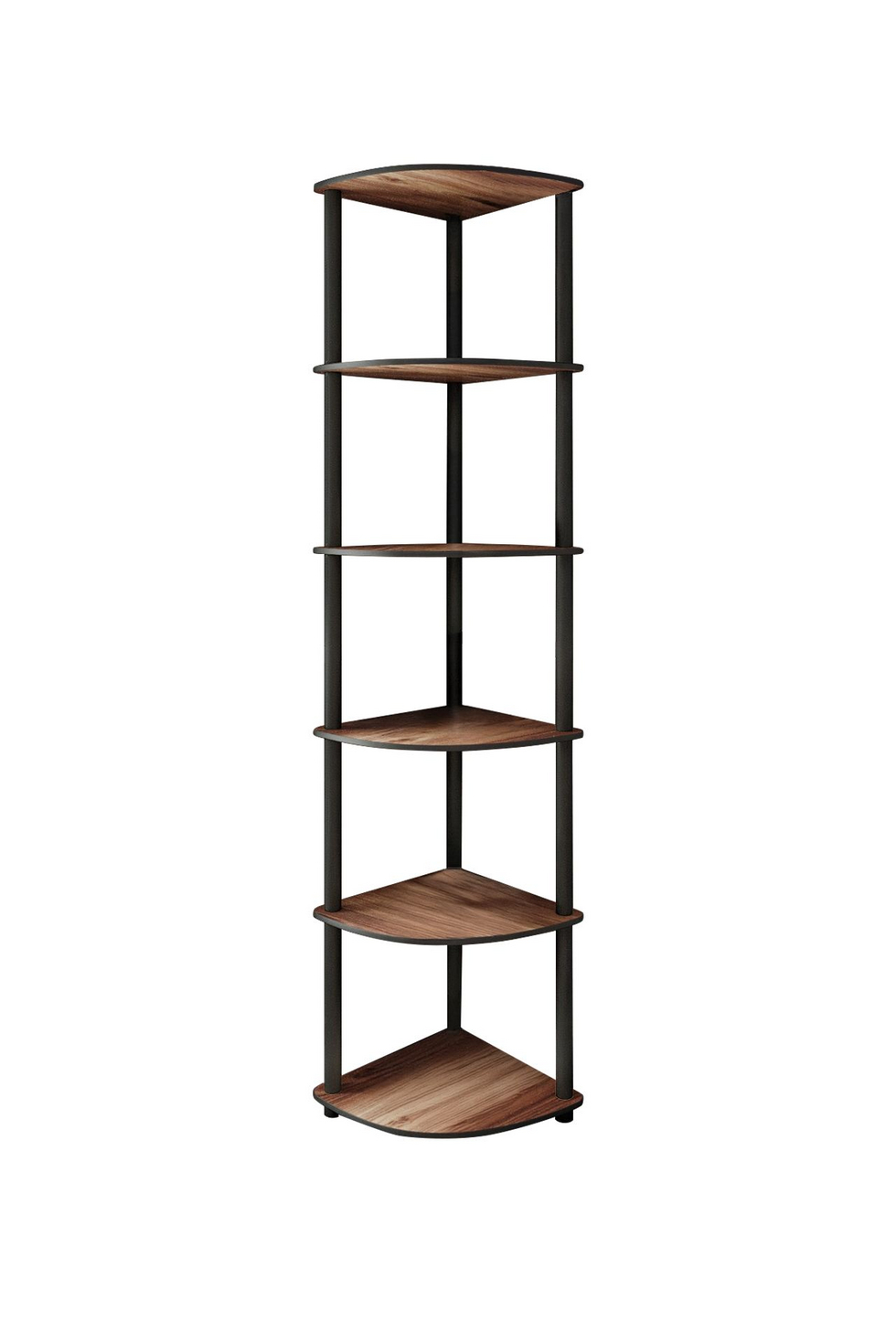 Norda Design Modern valnötsbokhylla, 34 x 173 x 34 cm | 100% MDF med ben av komprimerat kraftpapper | Snygg industriell design