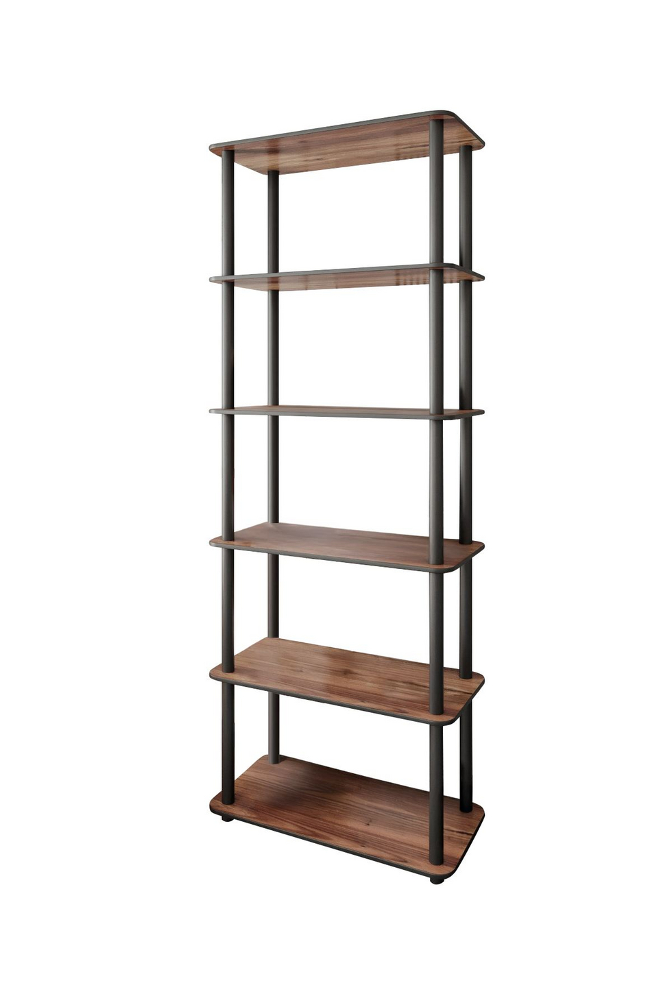 Norda Design Modern bokhylla i valnöt, 60x173x30 cm, 100% MDF med ben i komprimerad kraftpapp | Stilren industriell design