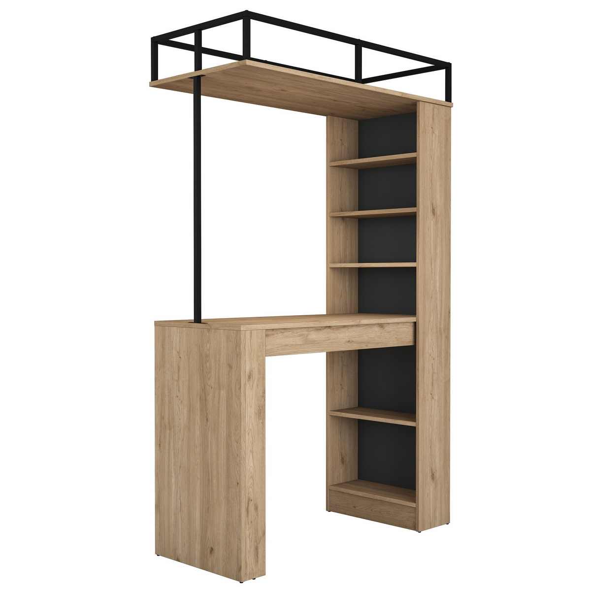 Norda Design Modernt matbord med väggmonterade hyllor, valnöt och svart, 120 cm | 100 % melaminbelagd E1-spånskiva