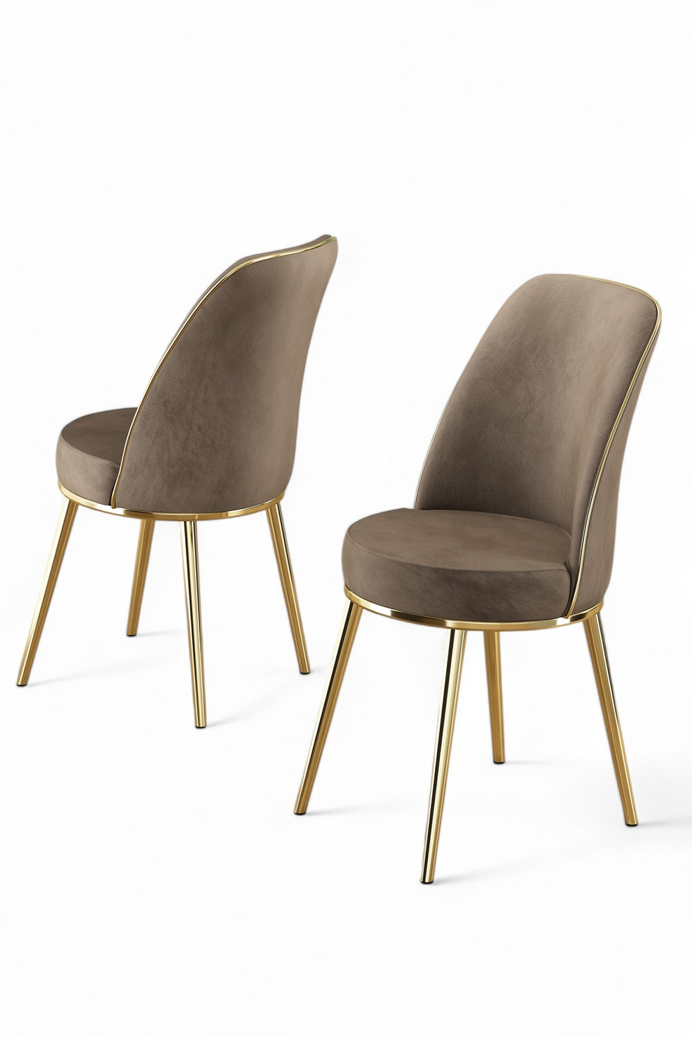 Norda Design Elegant 6-delars stolset, cappuccino & guld, 100% metallram, modern design, perfekt för matsal och vardagsrum