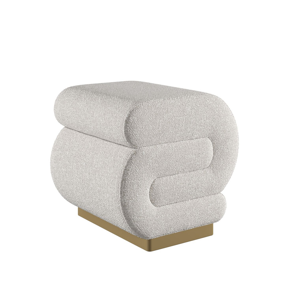 Norda Design Stilig krämfärgad puff, 40 x 42 x 42 cm, 28 DNS grått skum & 14 DNS vitt skum | Perfekt för modern inredning