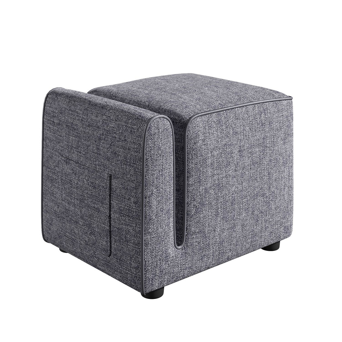 Norda Design Stilig grå puff, 53 x 43 x 42 cm | 28 DNS grått skum & 14 DNS vitt skum | Perfekt för modern inredning