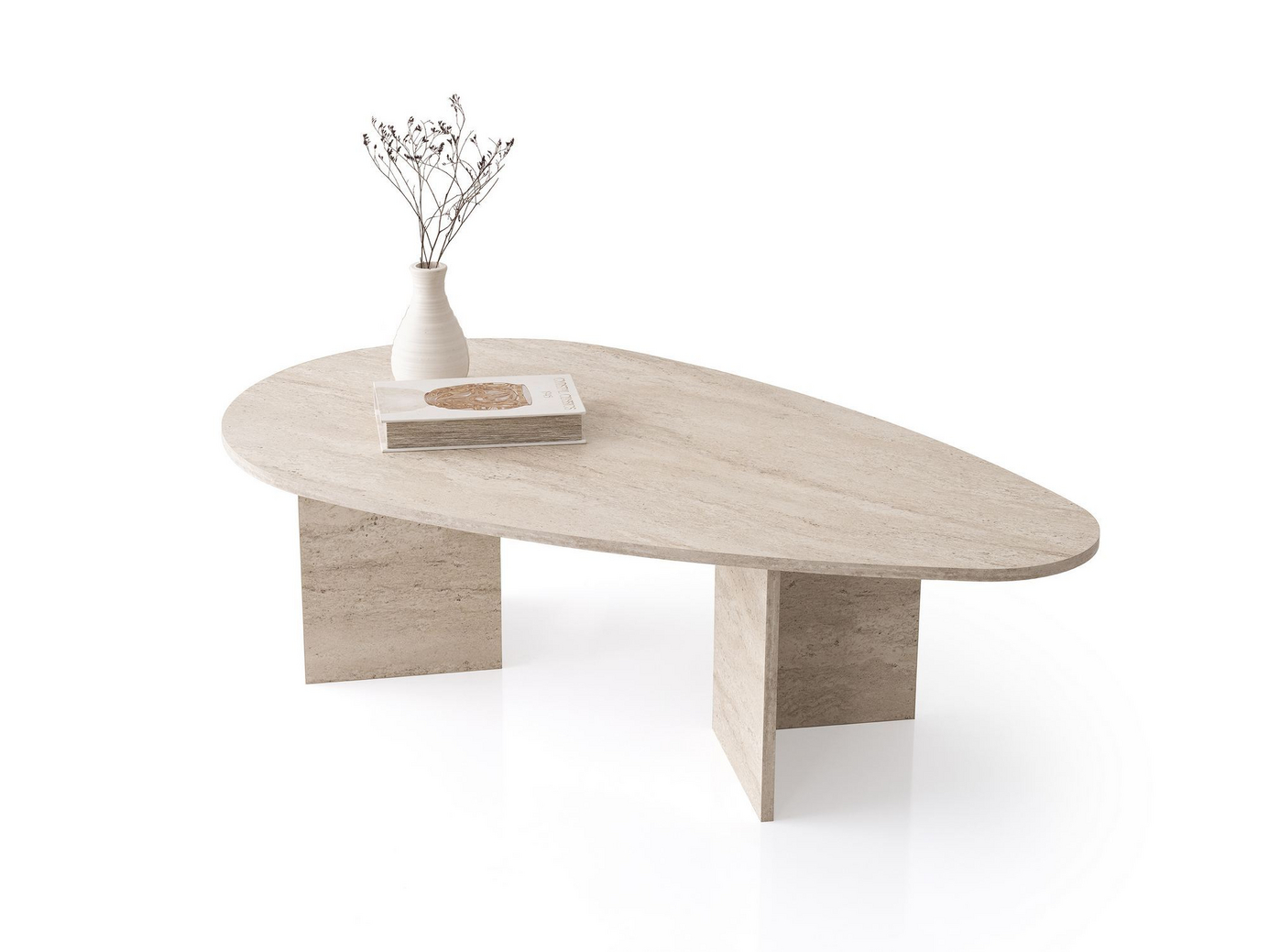 Norda Design Modernt soffbord, i travertinfärg, 139,5 x 42 x 79,5 cm | 100 % melaminbelagt, 18 mm tjockt | Stilren och hållbar design