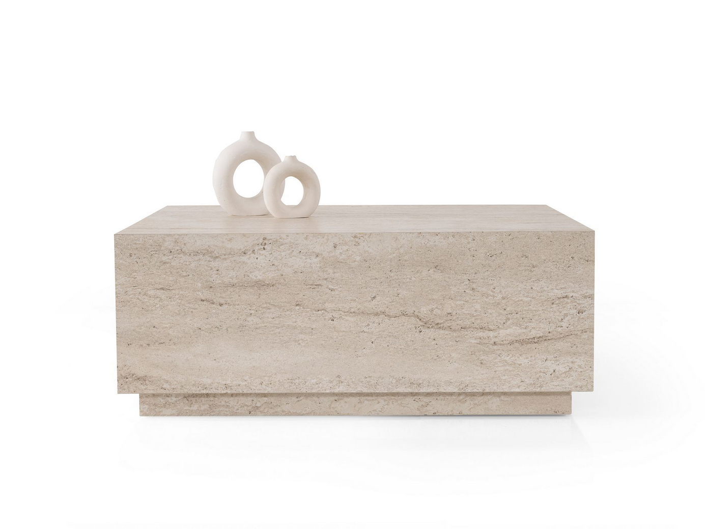 Norda Design Modernt soffbord, travertinfärg, 90x35,5x90 cm | 100 % melaminbelagd, 18 mm tjocklek | Stilrent & hållbart