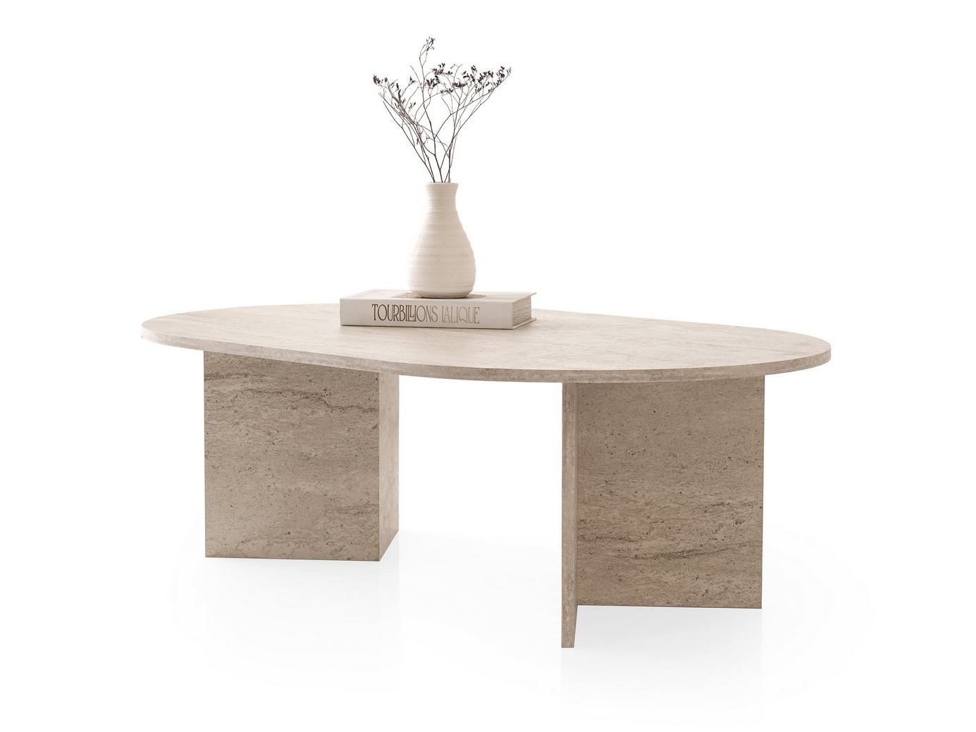 Norda Design Modernt soffbord, travertinfärg, 128 x 42 x 80 cm | 100 % melaminbelagt, 18 mm tjockt | Stilrent & hållbart