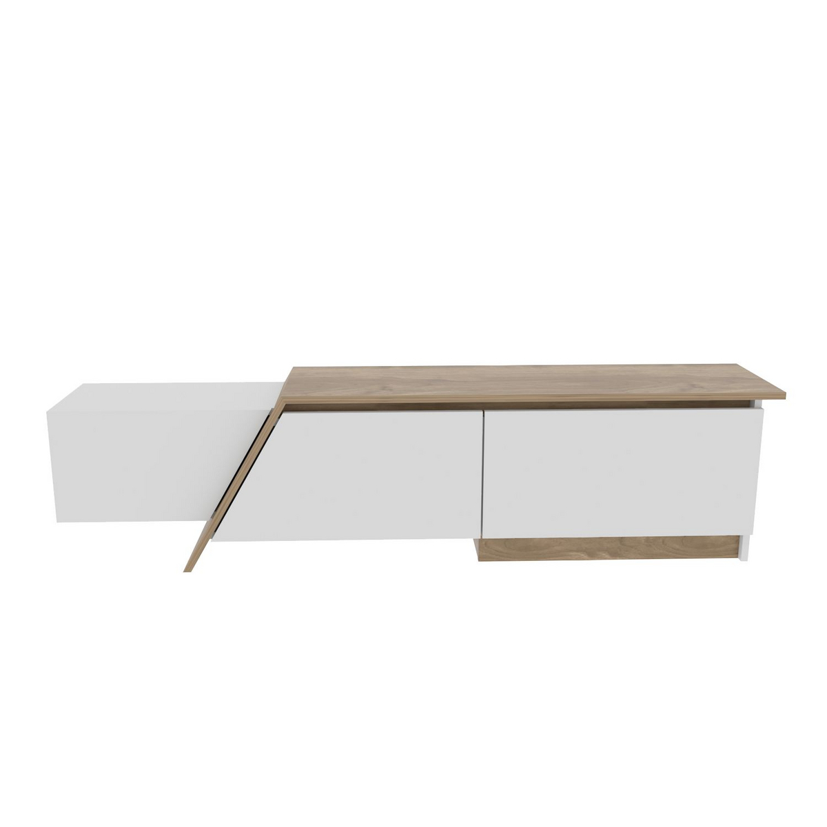 Norda Design Modern TV-bänk, vit och valnöt, 180 cm x 28,6 cm x 35 cm | 100 % melaminbelagd, 18 mm tjock | Stilren och funktionell