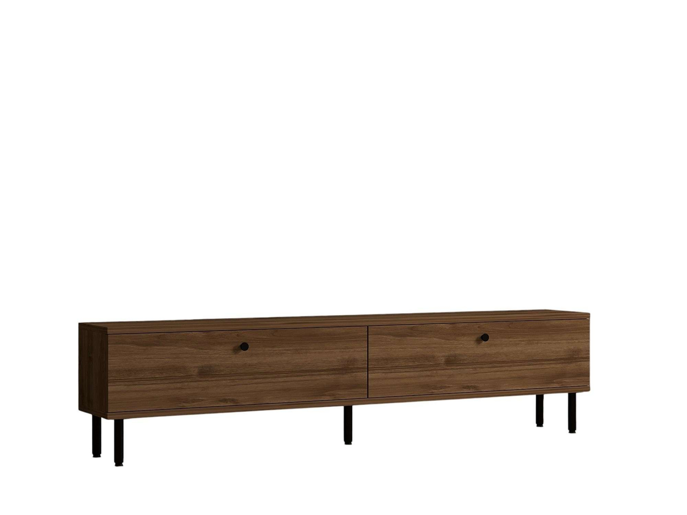Norda Design modern TV-bänk i valnöt med metallben, 160 cm | 100% melaminbelagd, 18 mm tjock, stilren förvaring