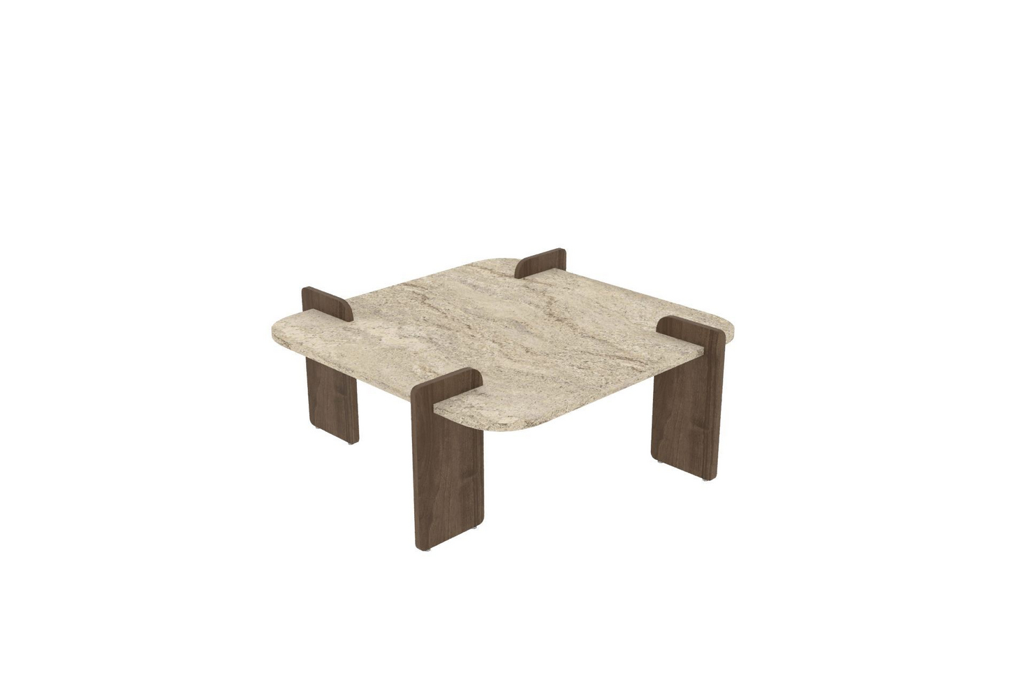 Norda Design Modernt soffbord, 90 cm, travertin & valnöt, 100 % melaminbelagd spånskiva | Stilren och hållbar design