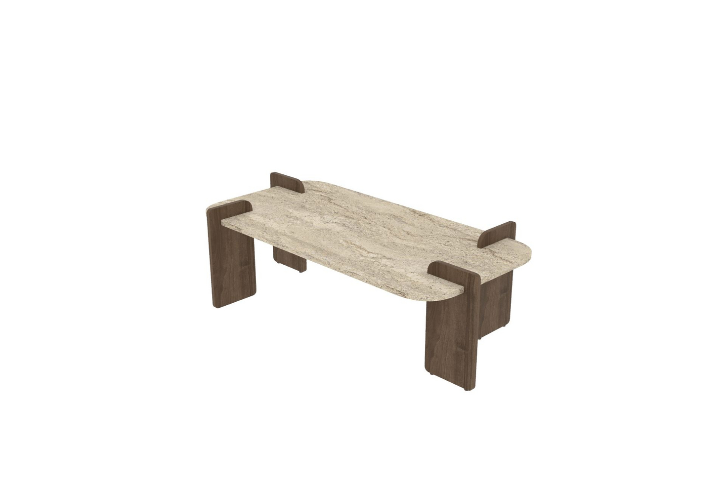 Norda Design Modernt soffbord, 120 cm, travertin och valnöt, 100 % melaminbelagd spånskiva | stilren och funktionell design