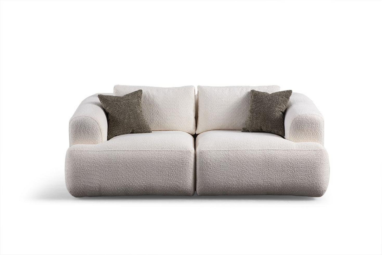 Norda Design Stilren 2-sitssoffa, vit, 200x105x85 cm | Hållbar ram i trä/spånskiva, 100 % polyester, kemtvättbar