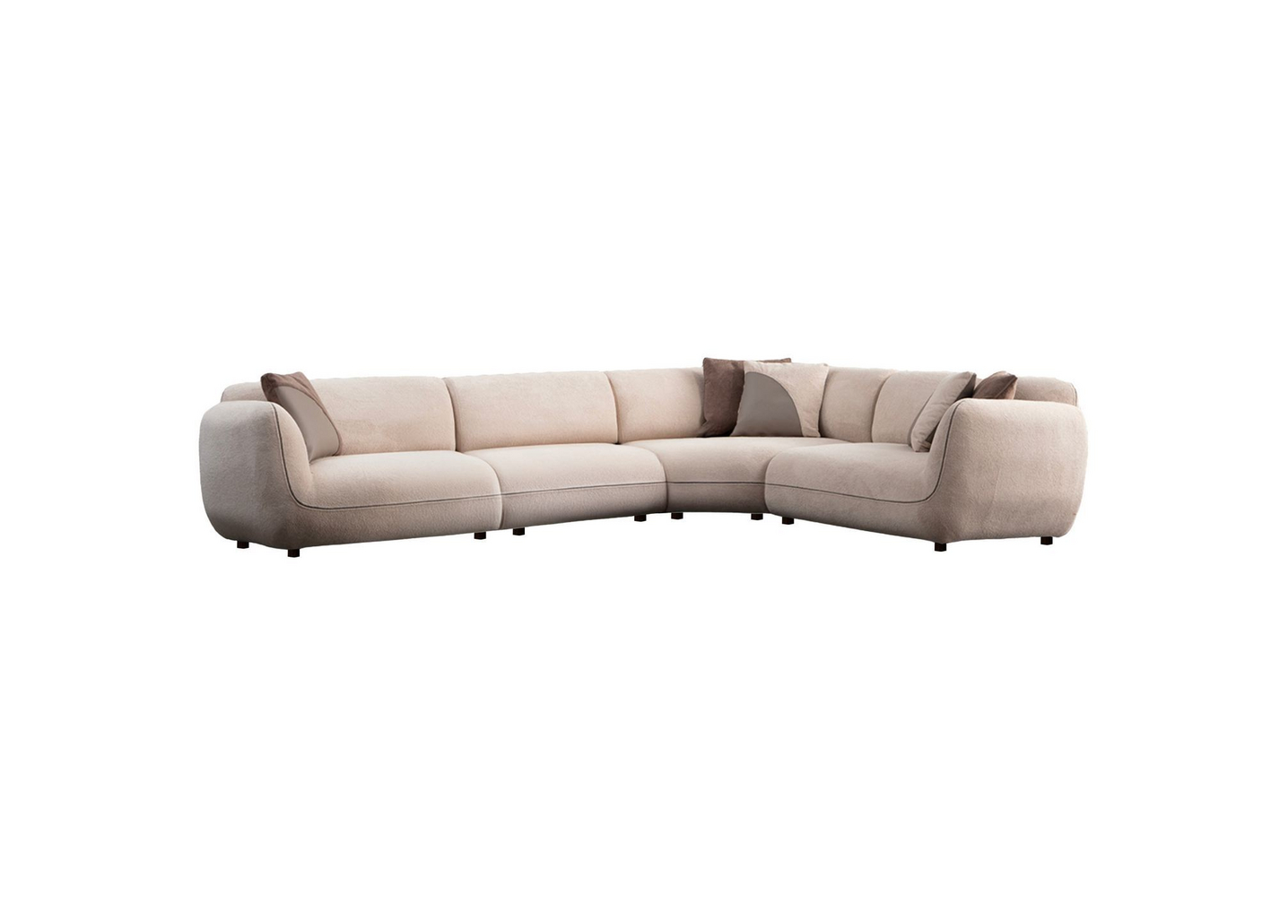 Norda Design Elegant krämfärgad hörnsoffa, 335x240 cm, 100 % polyester, 28 DNS-skum, träben | Stilfull och bekväm