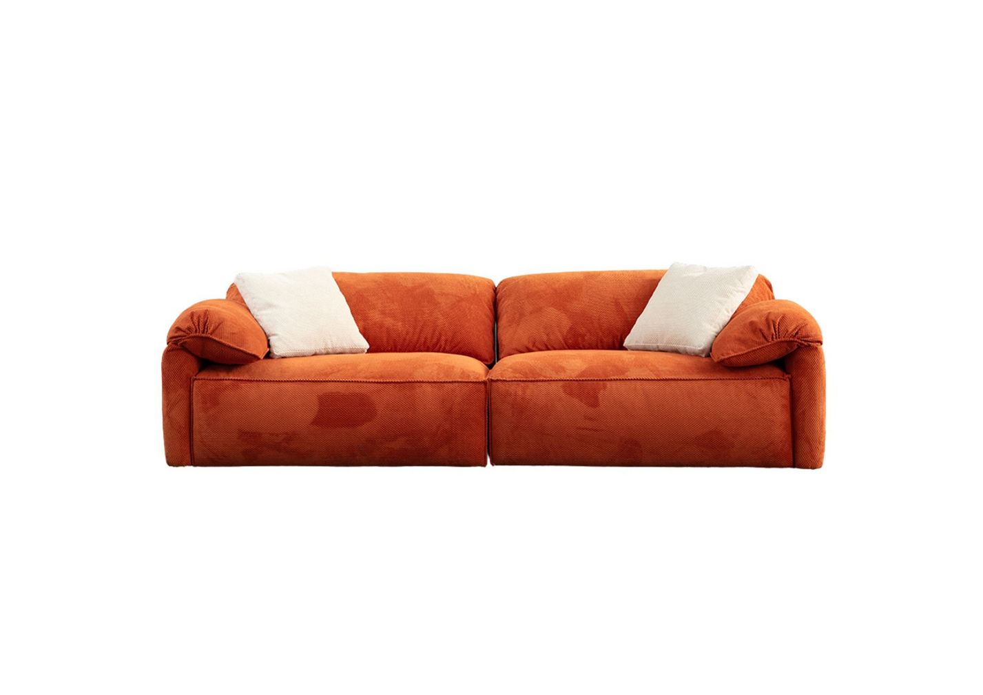 Norda Design Stilfull 3-sitssoffa, orange, 270 x 105 x 80 cm | Hållbar ram i trä/spånskiva, 100% polyester | Bekväm 28 DNS-skum och skumflis