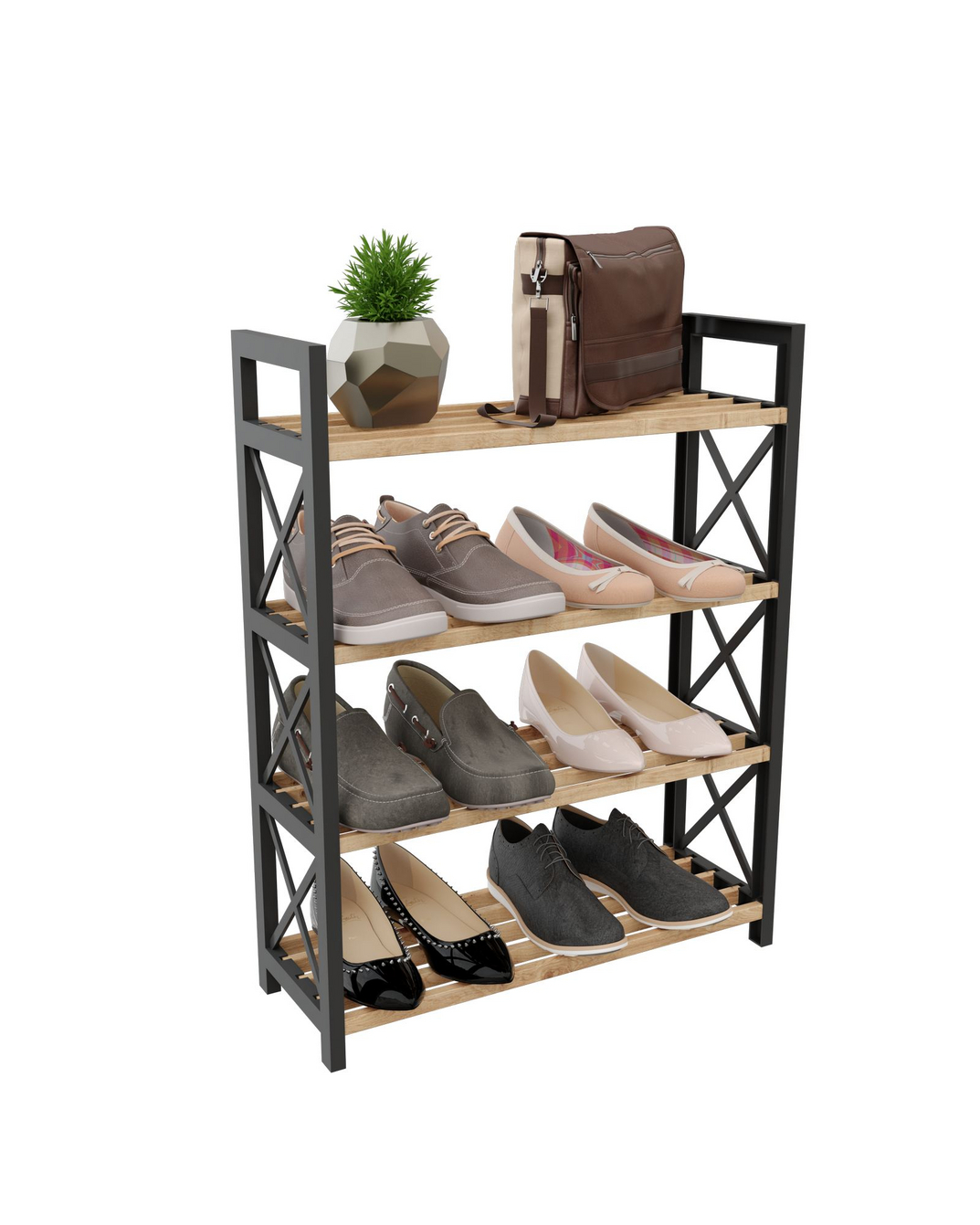 Norda Design Modern multifunktionshylla, svart, 46 x 64 x 18 cm | 100% plastträ | stilren industriell design